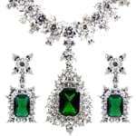 سرویس جواهر با نگین زمرد و الماس تراش برلیان و مارکیز مدل: hsdf1139 