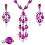 سرویس جواهر با نگین آمتیس و الماس تراش برلیان مدل: hsdf1141 