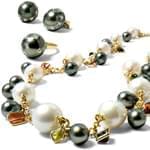 سرویس جواهر با نگین مروارید و الماس تراش برلیان مدل: hsdf1145 