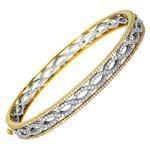 دستبند النگویی طلا زرد و سفید با نگین الماس تراش برلیان مدل: bng1025 