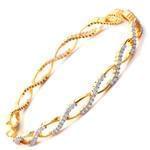 دستبند النگویی طلا زرد با نگین الماس تراش برلیان مدل: bng1026