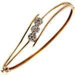 دستبند النگویی جواهر با نگین الماس تراش برلیان طرح گل (flower) مدل: bng1030