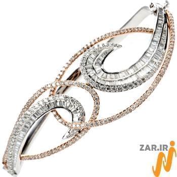 دستبند النگویی جواهر با نگین الماس تراش برلیان و باگت مدل: bng1031