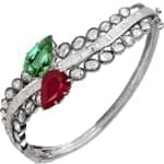 دستبند النگویی جواهر با نگین زمرد، یاقوت و الماس تراش برلیان مدل: bng1034