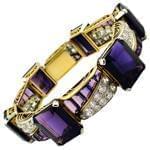 دستبند النگویی جواهر زرد با نگین آمتیس و الماس تراش برلیان مدل: bng1035