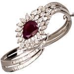 دستبند النگویی جواهر با نگین یاقوت قرمز و الماس تراش مارکیز و برلیان مدل: bng1036