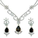 سرویس جواهر طلا سفید با نگین سیترین و الماس تراش برلیان مدل: bset2085