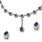 سرویس جواهر یاقوت کبود و الماس تراش برلیان مدل: bset2088