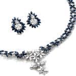 سرویس جواهر طلا سفید با نگین یاقوت و الماس تراش مارکیز مدل: bset2093