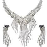 سرویس جواهر طلا سفید با نگین الماس تراش باگت و برلیان مدل: bset2096