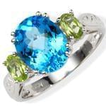 انگشتر جواهر طلا سفید با نگین توپاز و زبرجد: مدل rgf1296