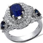 انگشتر جواهر طلا سفید با نگین یاقوت کبود و الماس برش برلیان: مدل rgf1303