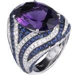 انگشتر جواهر با نگین آمتیس، یاقوت و الماس برش برلیان: مدل rgf1305