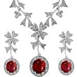 سرویس جواهر طلا سفید با نگین یاقوت و الماس تراش برلیان مدل: bset2100