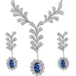 سرویس جواهر طلا سفید با نگین یاقوت کبود و الماس تراش برلیان مدل: bset2105