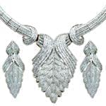 ddسرویس جواهر طلا سفید با نگین الماس تراش باگت و برلیان مدل: bset2108