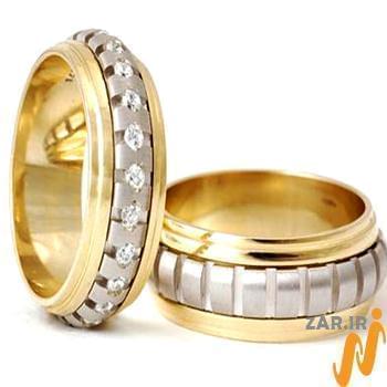 حلقه ست ازدواج طلا با نگین الماس تراش برلیان مدل: srd1205