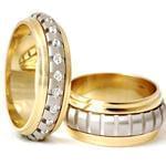 حلقه ست ازدواج طلا با نگین الماس تراش برلیان مدل: srd1205