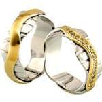 حلقه ست ازدواج طلا با نگین الماس تراش برلیان مدل: srd1206