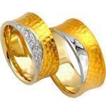 حلقه ست ازدواج طلا با نگین الماس تراش برلیان مدل: srd1207