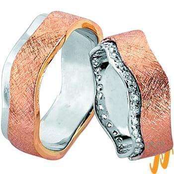 حلقه ست ازدواج طلا با نگین الماس تراش برلیان مدل: srd1210