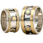 حلقه ست ازدواج طلا با نگین الماس تراش برلیان مدل: srd1211