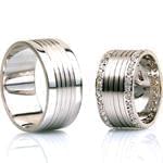 حلقه ست ازدواج طلا با نگین الماس تراش برلیان مدل: srd1212