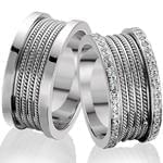 حلقه ست ازدواج طلا با نگین الماس تراش برلیان مدل: srd1213