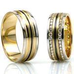 حلقه ست ازدواج طلا با نگین الماس تراش برلیان مدل: srd1215