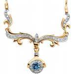 گردنبند جواهر طلا زرد و سفید با نگین توپاز و الماس تراش برلیان مدل: ndf1226