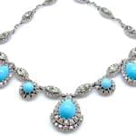 ddگردنبند جواهر با نگین فیروزه و الماس تراش برلیان مدل: ndf1230