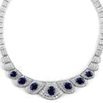 گردنبند طلا سفید با نگین یاقوت کبود و الماس تراش برلیان  مدل: ndf1231