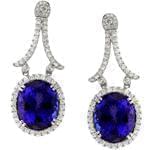 گوشواره جواهر با نگین یاقوت کبود و الماس تراش برلیان مدل: edf1198