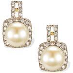 گوشواره جواهر با نگین مروارید و الماس تراش برلیان مدل: edf1204