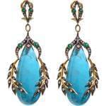 گوشواره وجواهر با نگین فیروزه، زمرد و الماس تراش برلیان مدل: edf1206