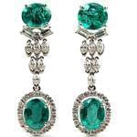 گوشواره جواهر با نگین زمرد و الماس تراش باگت و مارکیز مدل: edf1208