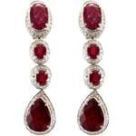 گوشواره جواهر با نگین یاقوت قرمز و الماس تراش برلیان مدل: edf1209