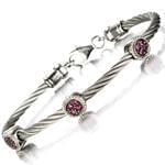 دستبند طلا با نگین یاقوت قرمز و الماس تراش برلیان طرح کابل مدل: bdf1149