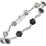 دستبند جواهر الماس تراش برلیان سیاه و سفید طرح گل (flower) مدل: bdf1150