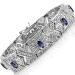 دستبند جواهر یاقوت کبود و الماس تراش برلیان مدل: bdf1158