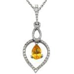 آویز جواهر با نگین سیترین و الماس تراش برلیان مدل: npdf1175