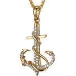 آویز جواهر با نگین الماس تراش برلیان طرح لنگر کشتی مدل: npdf1177