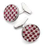 دکمه سر دست جواهر با نگین الماس و یاقوت قرمز مدل: cdm1091