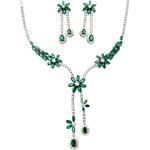 سرویس عروس با نگین زمرد و الماس تراش برلیان طرح گل (flower) مدل: bset2115