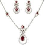 سرویس عروس جواهر با نگین یاقوت و الماس تراش مارکیز و برلیان مدل: bset2117