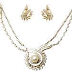 سرویس عروسی با نگین مروارید و الماس تراش باگت و برلیان مدل: bset2118