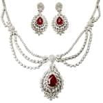 سرویس جواهر عروسی با نگین یاقوت و الماس تراش برلیان مدل: bset2120