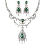 سرویس جواهر عروسی با نگین زمرد و الماس تراش برلیان مدل: bset2121