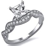 حلقه عروسی و نامزدی جواهر با نگین الماس تراش پرنس مدل : eng2060 