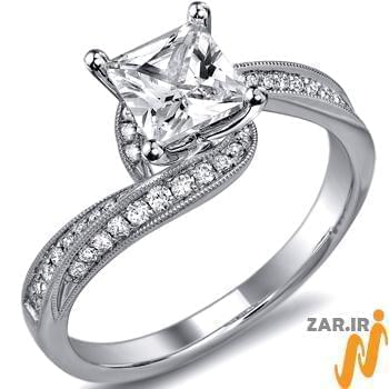 حلقه عروسی و نامزدی جواهر با نگین الماس تراش پرنس مدل : eng2062